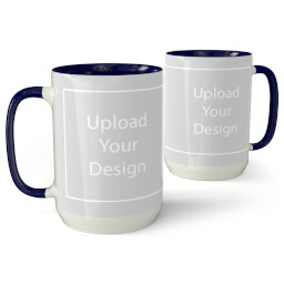 15oz Ceramic Photo Mug - Navy Blue with Upload Your Design design