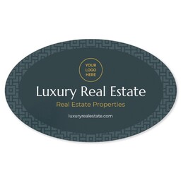 White Vinyl Oval Sticker 3"x5" with Luxe Pattern design