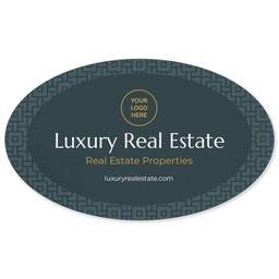 White Vinyl Oval Sticker 4.5"x7.5" - Pack of 50 with Luxe Pattern design