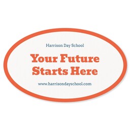 White Vinyl Oval Sticker 3"x5" with Geometric Shapes design