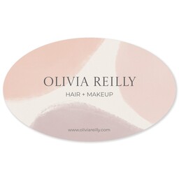 White Vinyl Oval Sticker 4.5"x7.5" - Pack of 10 with Soft Watercolor design