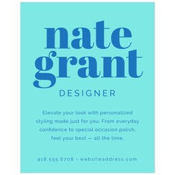 Poster, 11x14, Glossy Photo Paper with Bold Color Blue design